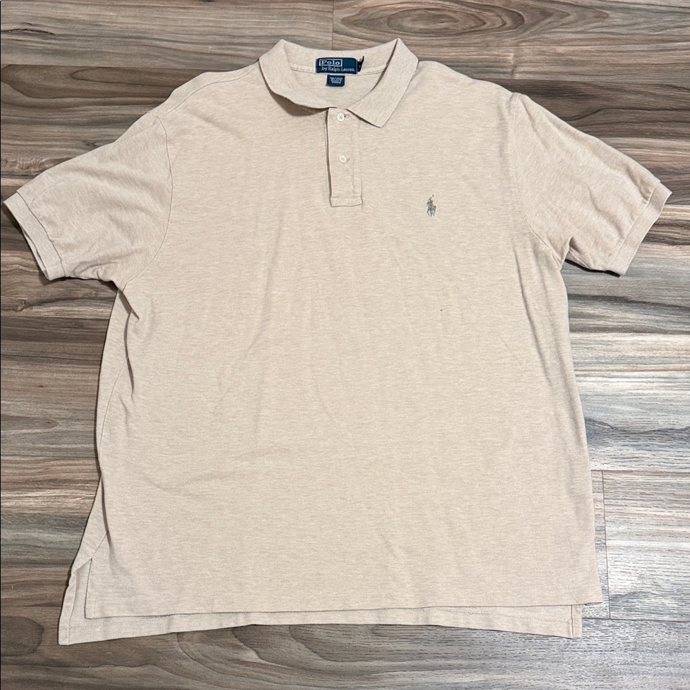 Polo Ralph Lauren Men 2XL Tan Heather Pique Polo 100% Cotton Golf Preppy Pony